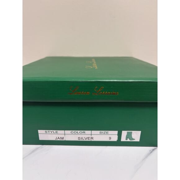 Lauren Lorraine Jam Silver Rhinestone Ankle Boots Womens size 9 Block Heel - Picture 6 of 7